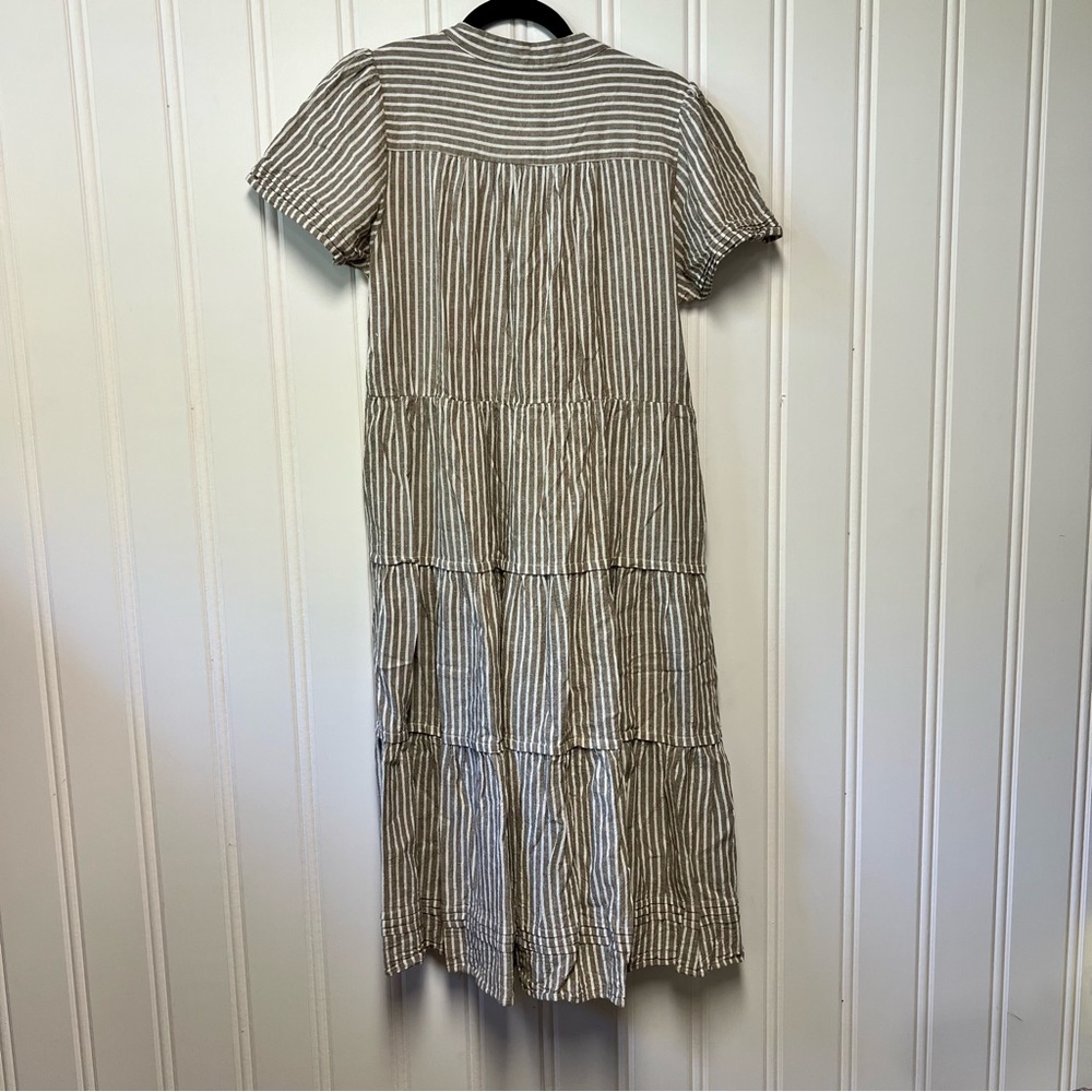 Cynthia Rowley Striped Linen Blend Tiered Dress | Size XL - Picture 7 of 7